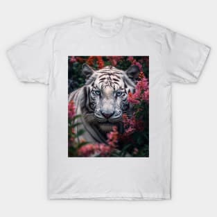 Floral White Tiger T-Shirt